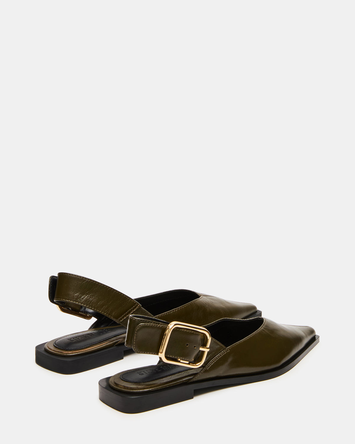 SHAY Olive Leather Pointed-Toe Slingback Ballet Women's Flat | Steve Madden