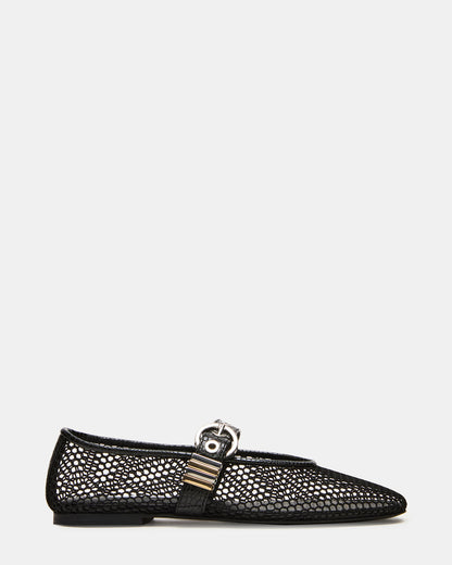 LUCIA Black Mesh Mary Jane Ballet Women's Flat | Steve Madden