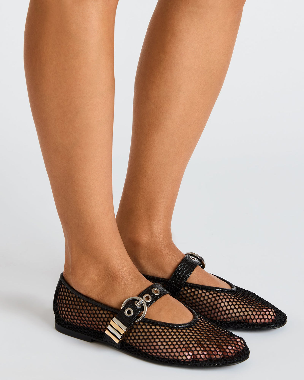 LUCIA Black Mesh Mary Jane Ballet Women's Flat | Steve Madden