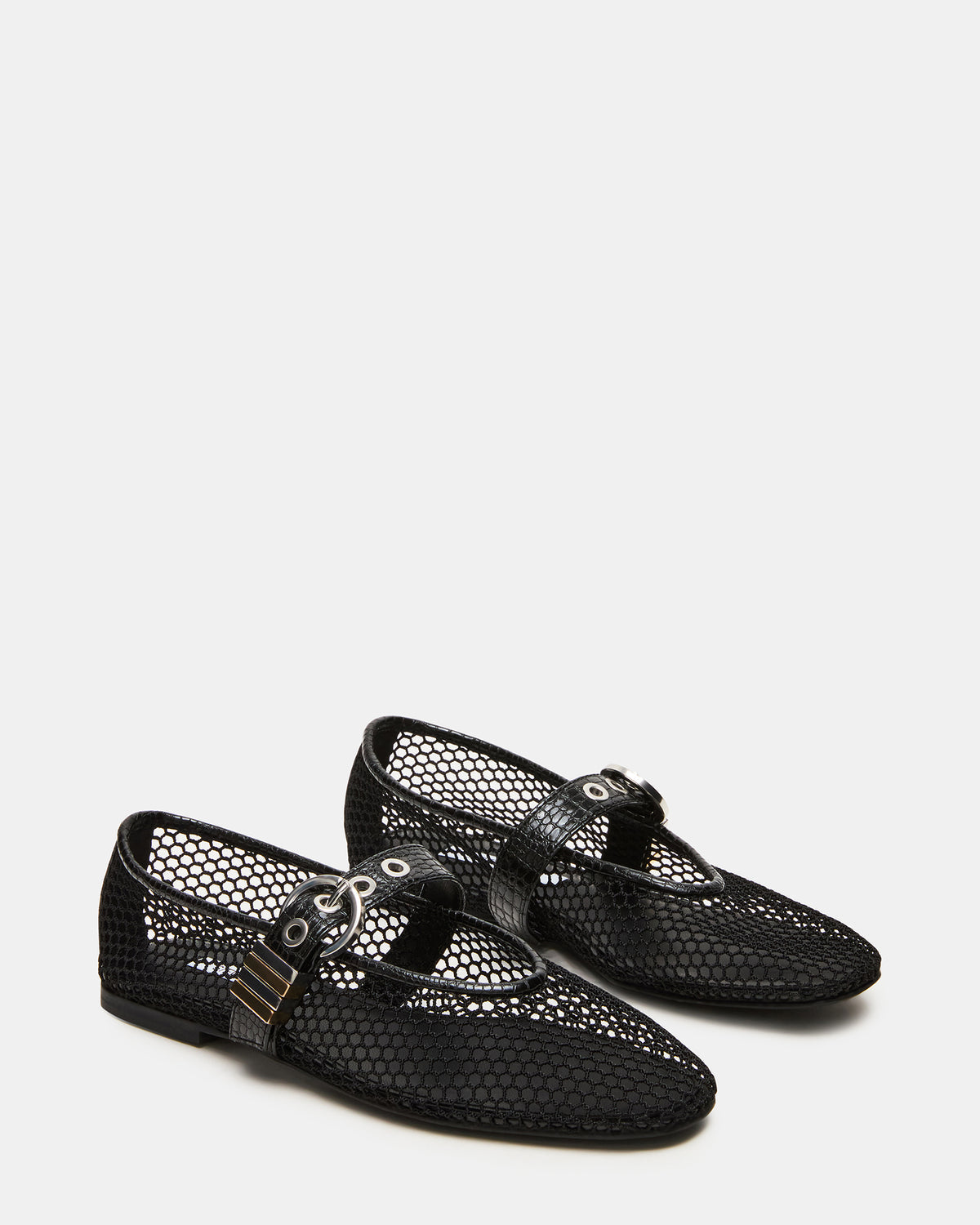 LUCIA Black Mesh Mary Jane Ballet Women's Flat | Steve Madden
