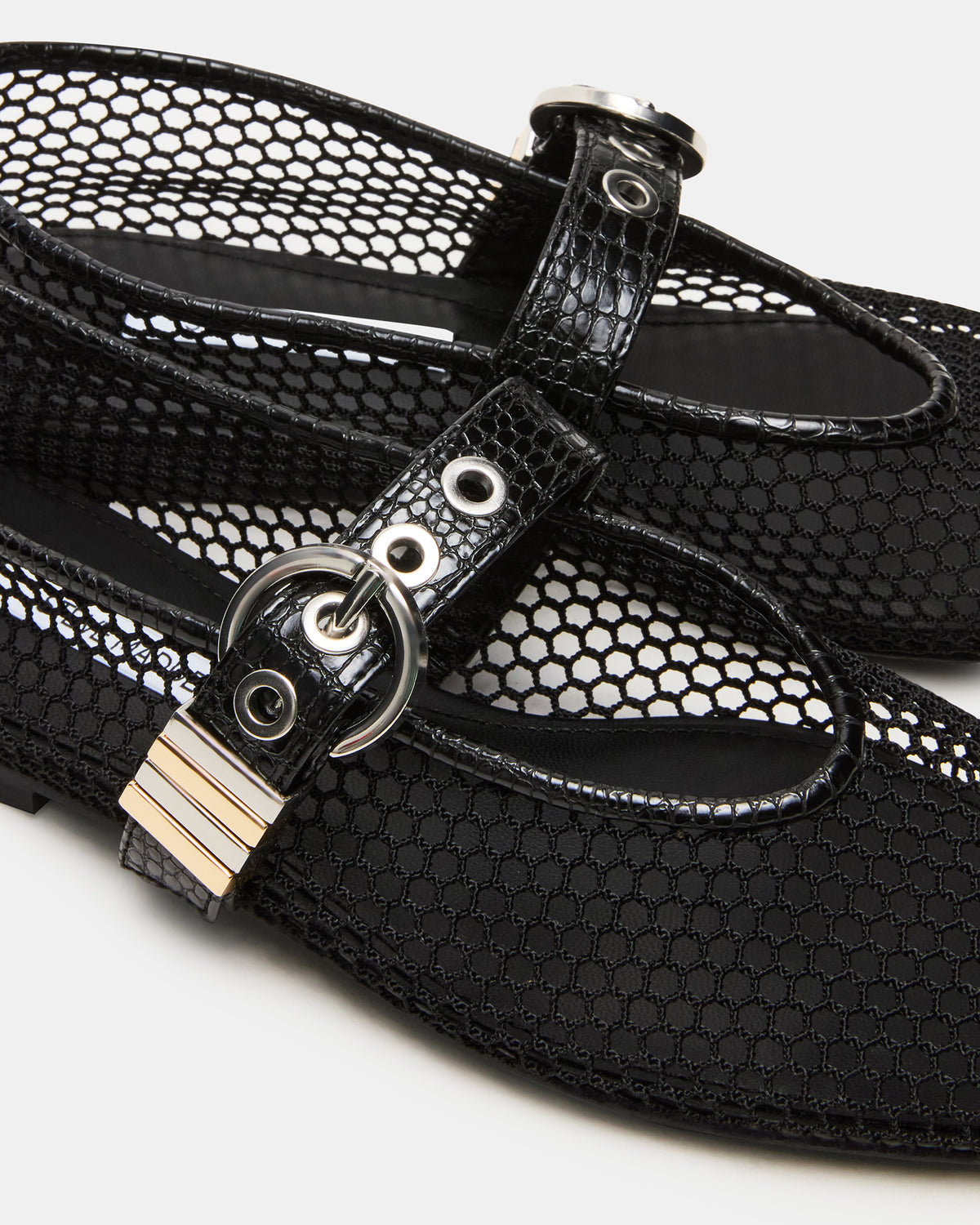 LUCIA Black Mesh Mary Jane Ballet Women's Flat | Steve Madden