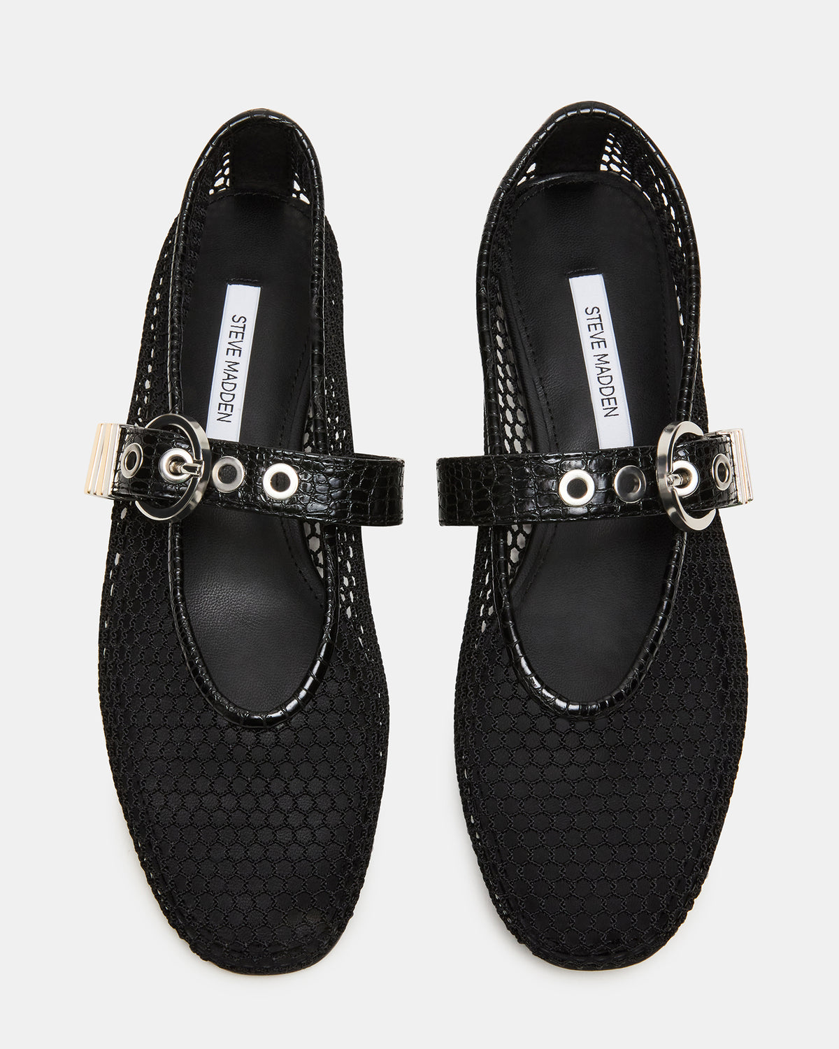 LUCIA Black Mesh Mary Jane Ballet Women's Flat | Steve Madden