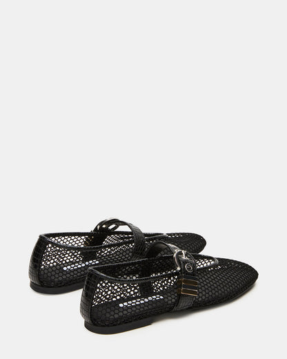 LUCIA Black Mesh Mary Jane Ballet Women's Flat | Steve Madden