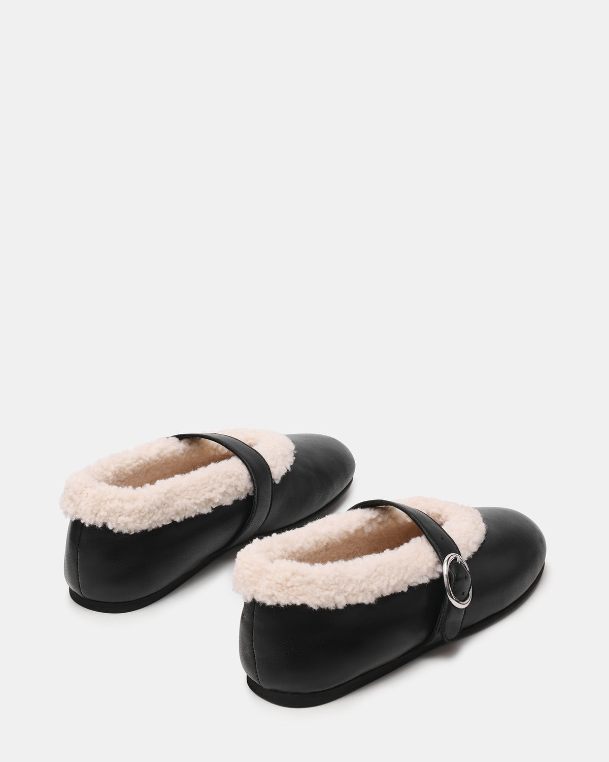 LODGE Black Leather Mary Jane Round-Toe Women's Flat | Steve Madden