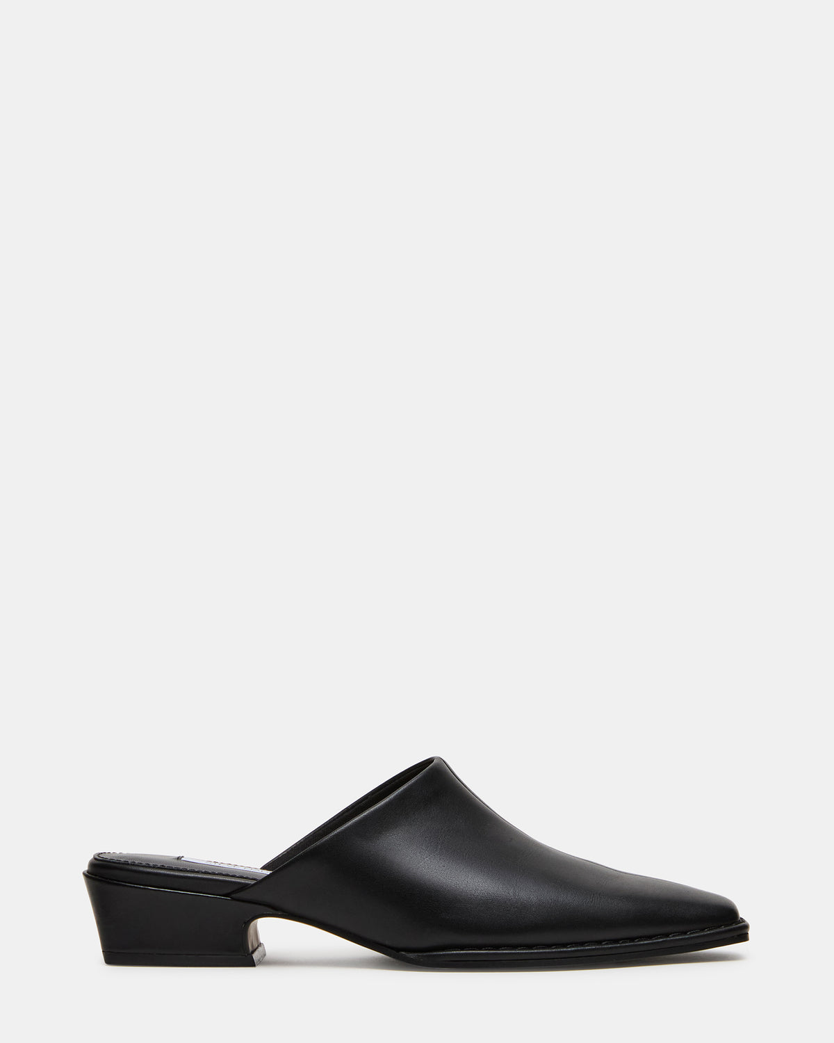 DESSA Black Leather Square-Toe Mule Women's Flat | Steve Madden