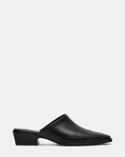 DESSA Black Leather Square-Toe Mule Women's Flat | Steve Madden
