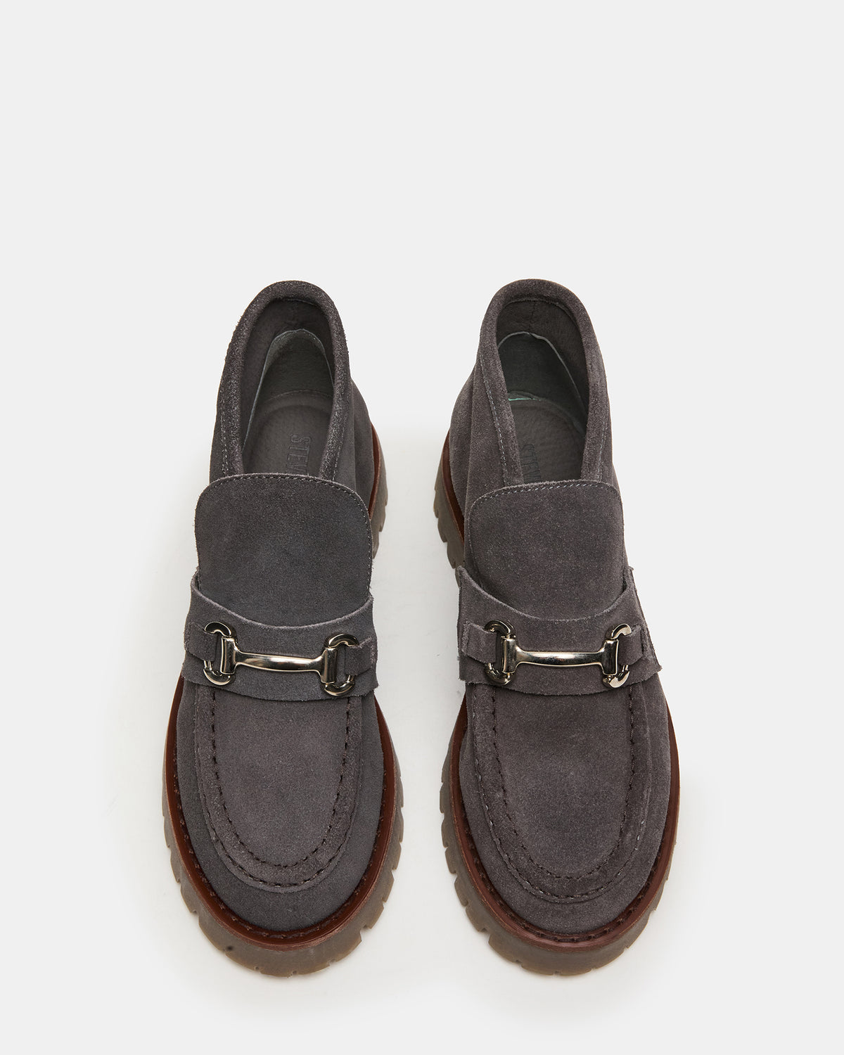 LEON Grey Suede Platform Lug Sole Women's Loafer | Steve Madden