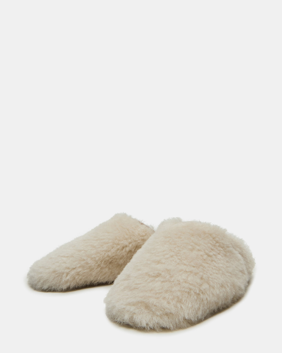 PEARSON Faux Fur Cream Rounded-Toe Slip-On Women's Flat | Steve Madden