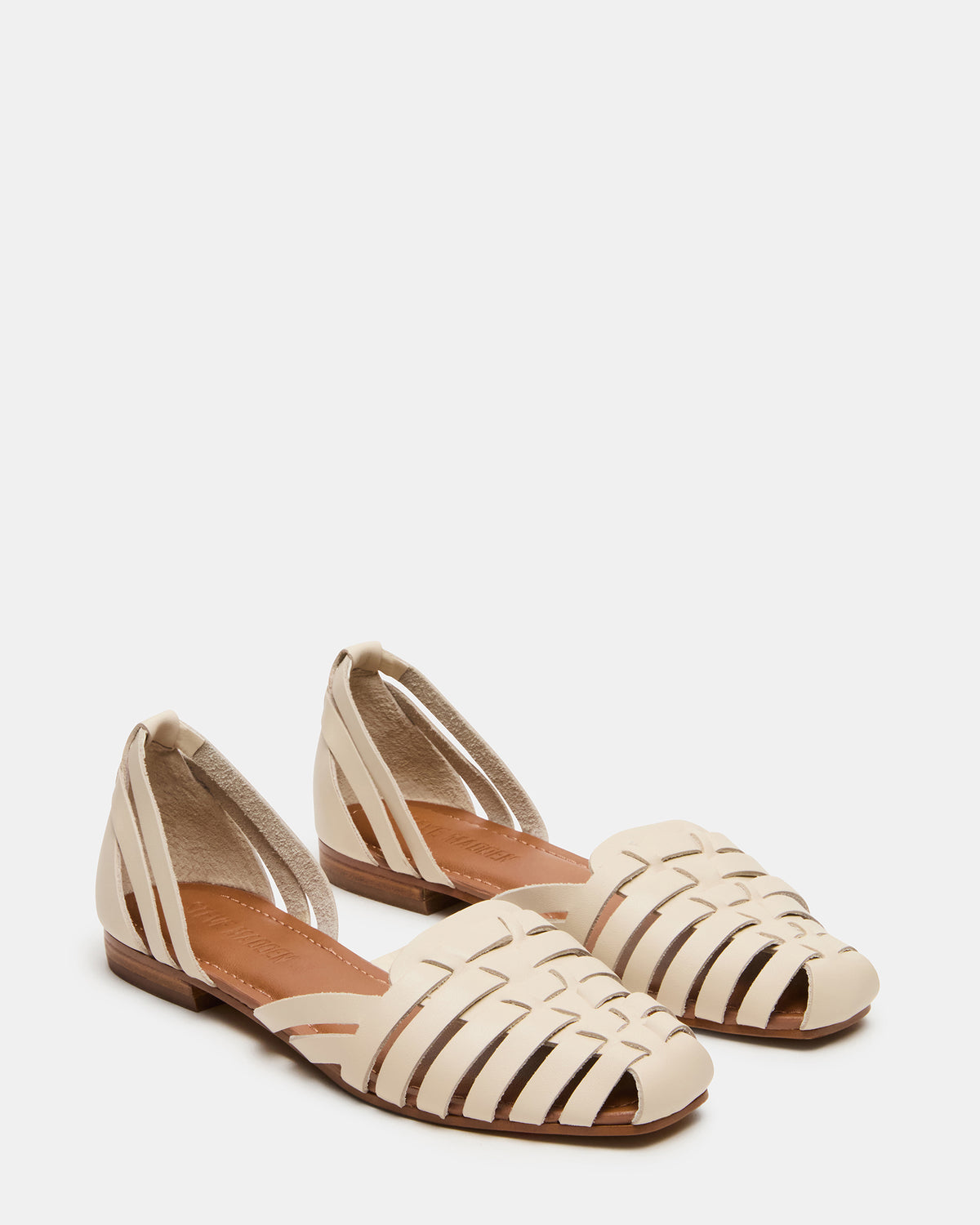 MEDLIN White Leather Square-Toe Fisherman Women's Flat | Steve Madden