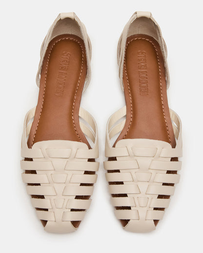 MEDLIN White Leather Square-Toe Fisherman Women's Flat | Steve Madden