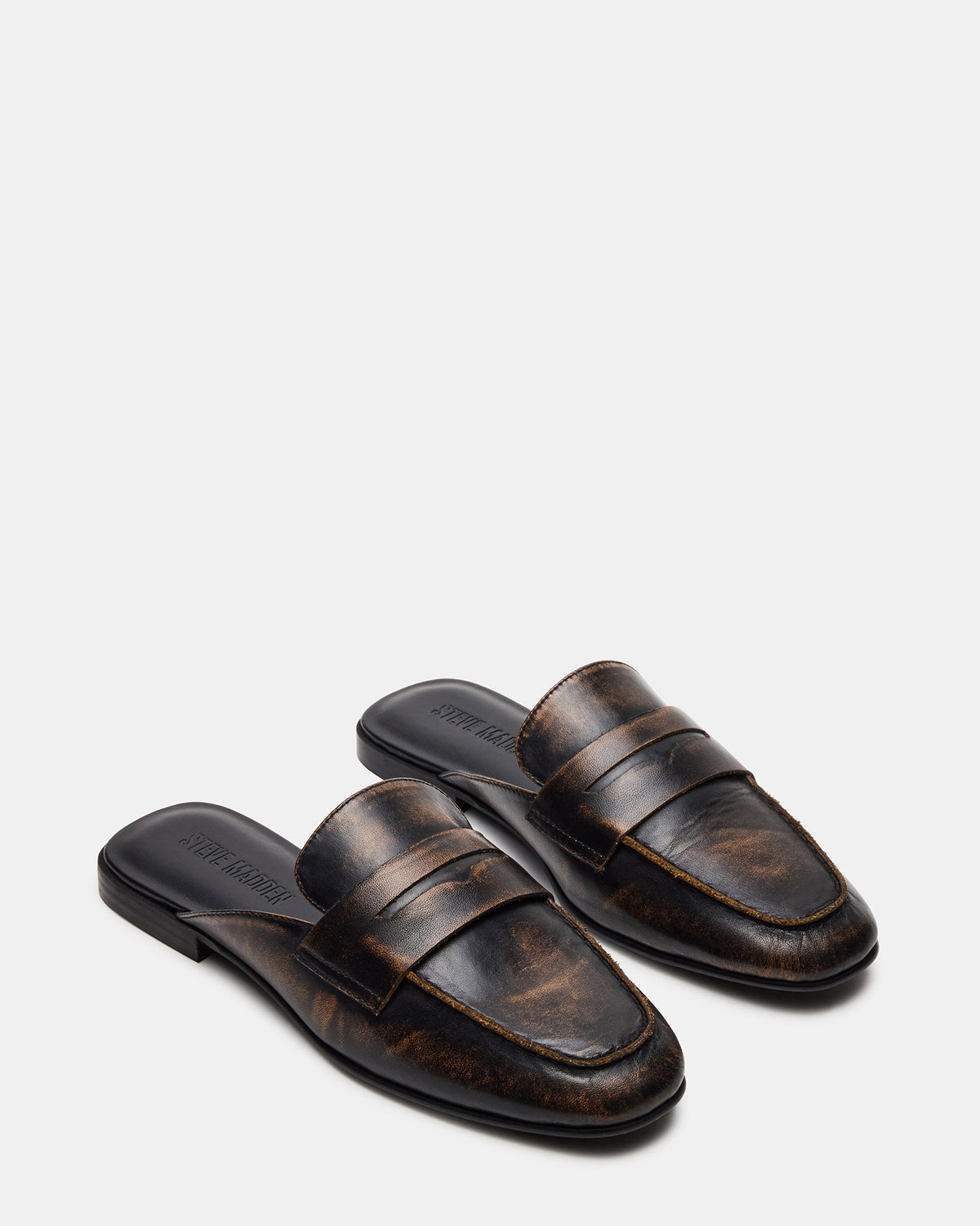 CALEB Brown Distressed Women's Slip-On Mule Flat | Steve Madden