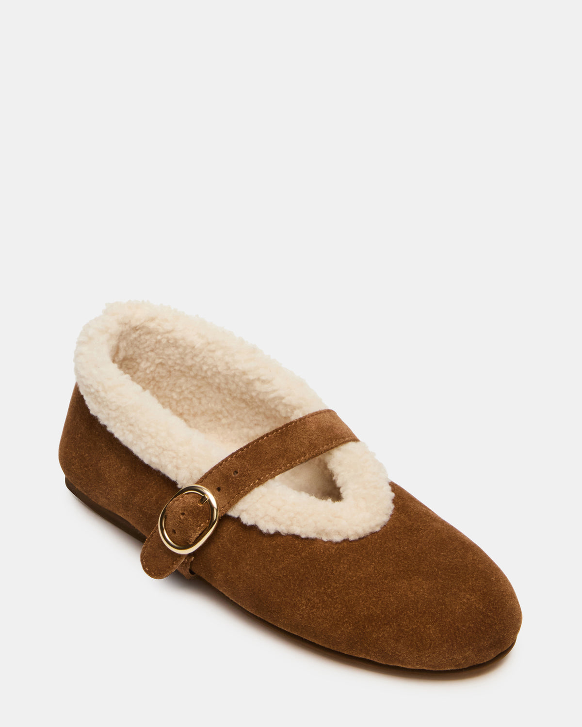 LODGE Chestnut Suede Mary Jane Round-Toe Women's Flat | Steve Madden