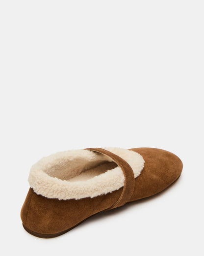 LODGE Chestnut Suede Mary Jane Round-Toe Women's Flat | Steve Madden