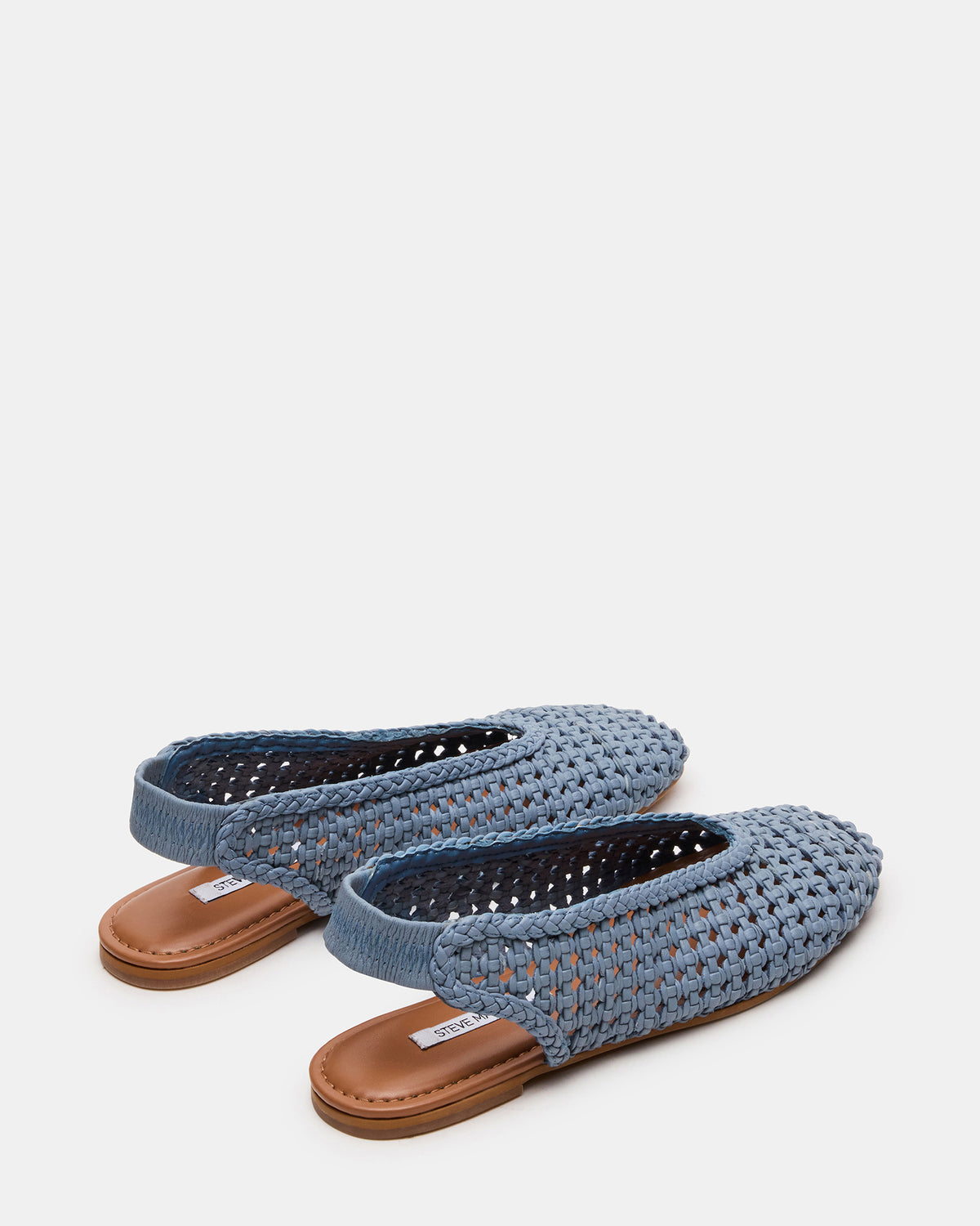 RUMI Blue Leather Woven Slingback Round-Toe Women's Flat | Steve Madden