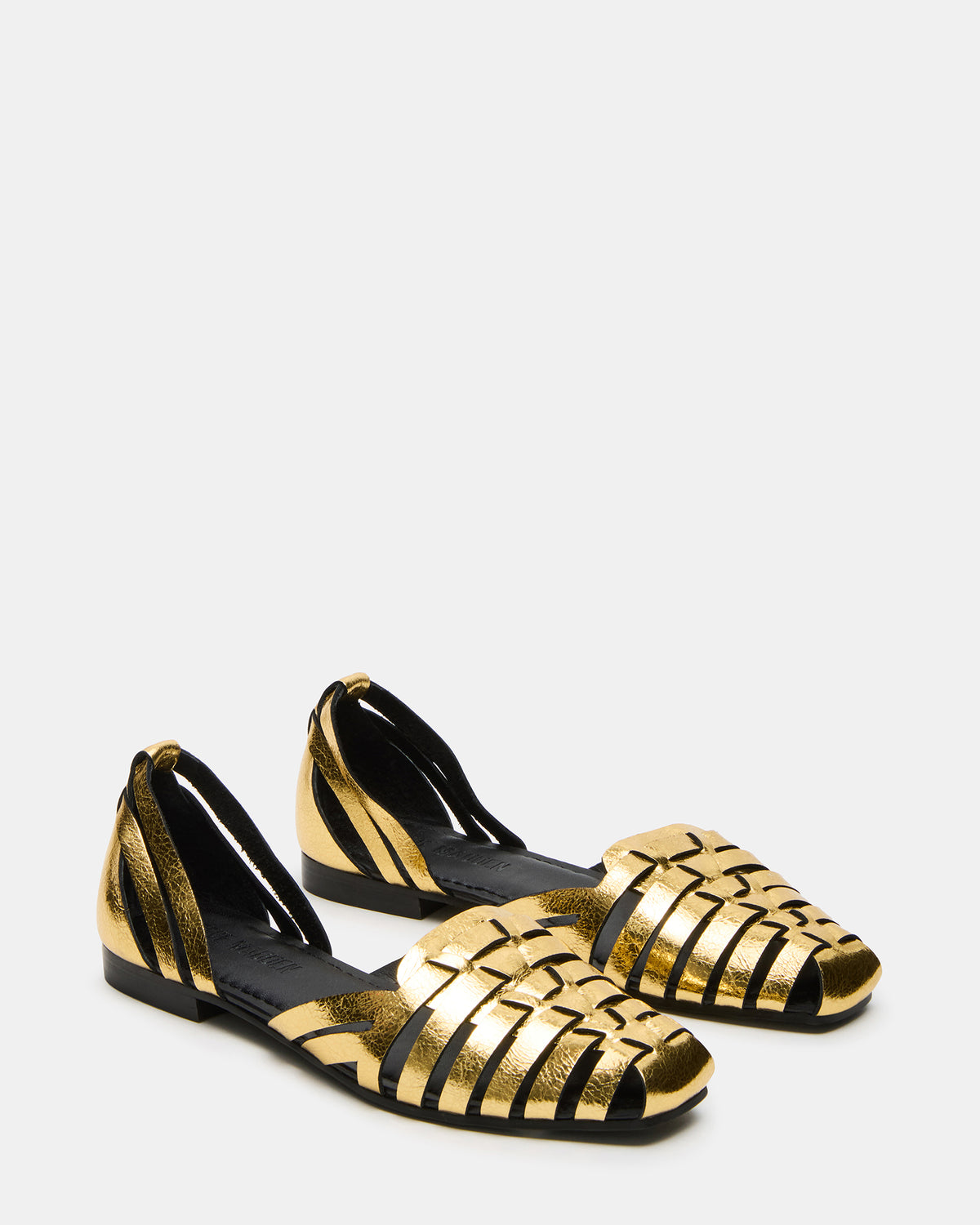 MEDLIN Gold Leather Square-Toe Fisherman Women's Flat | Steve Madden