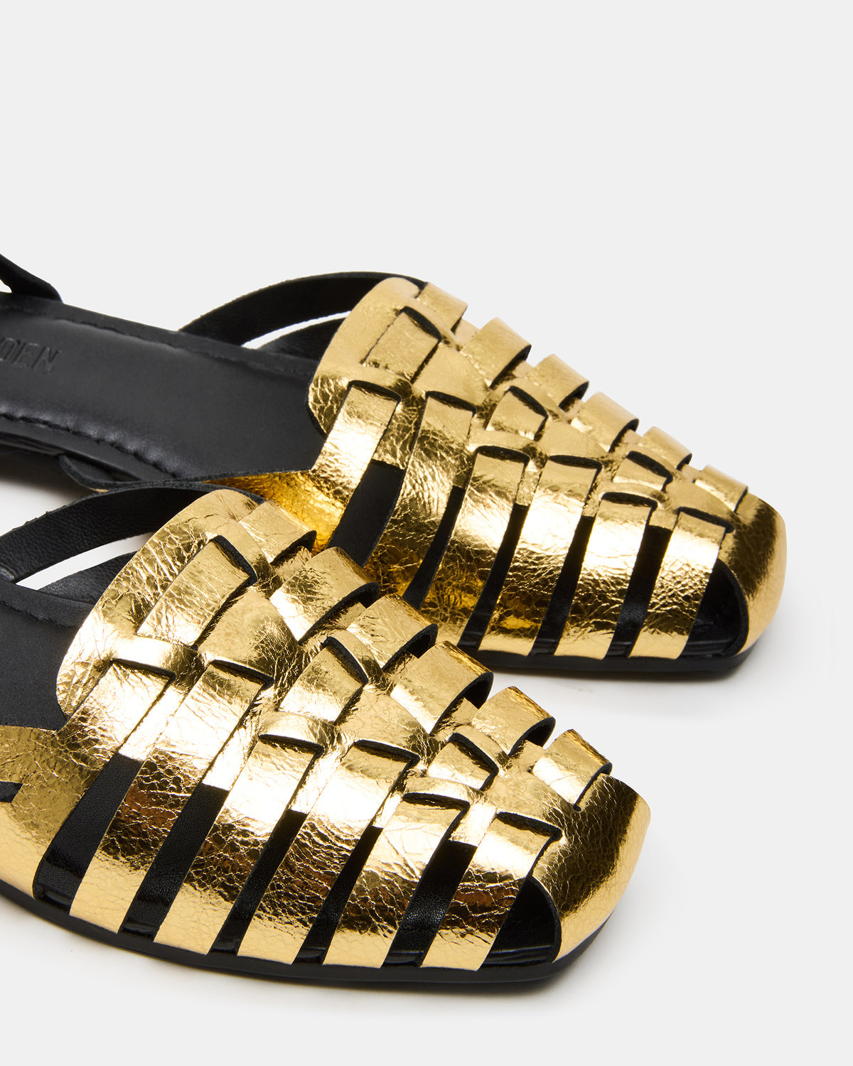MEDLIN Gold Leather Square-Toe Fisherman Women's Flat | Steve Madden