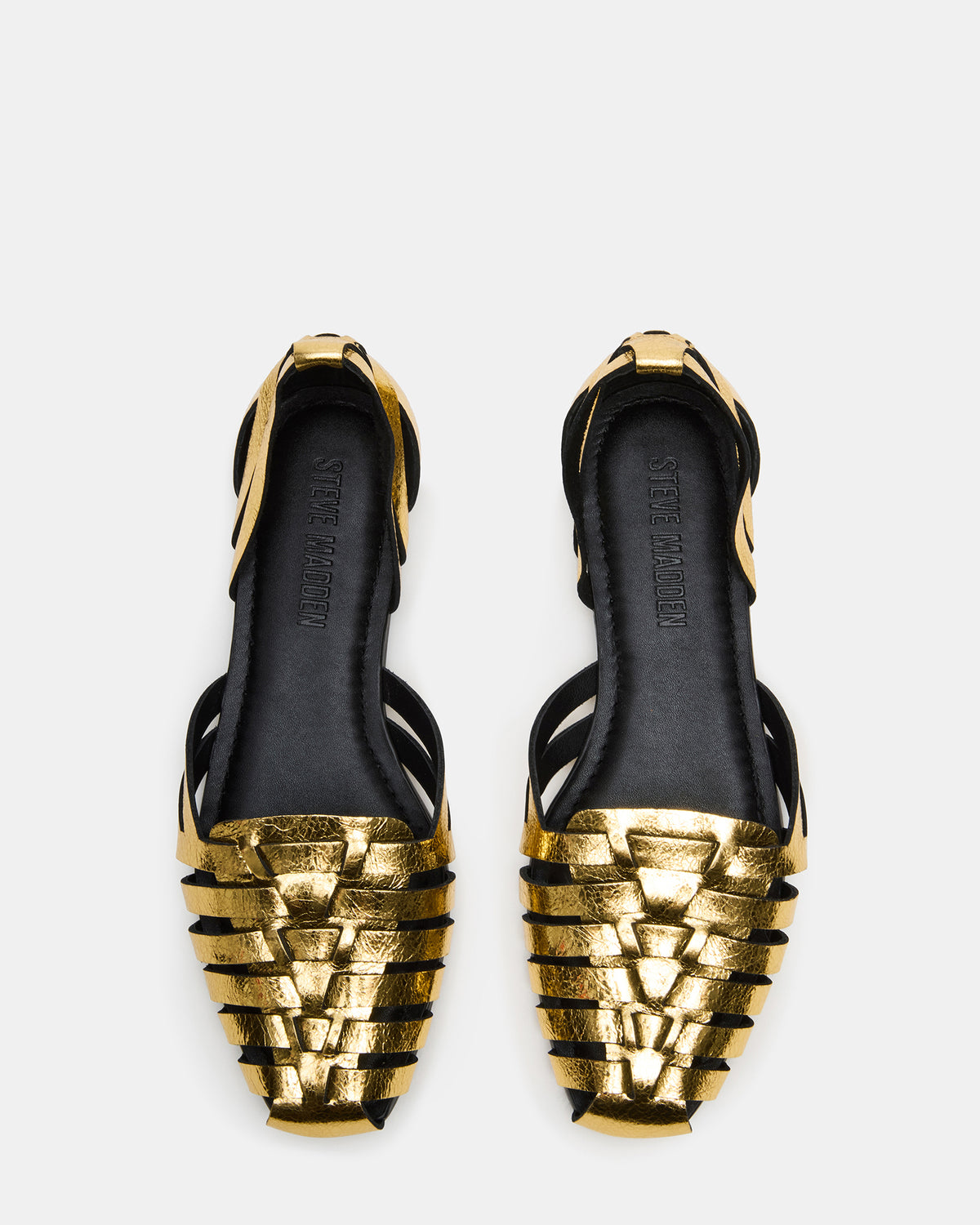 MEDLIN Gold Leather Square-Toe Fisherman Women's Flat | Steve Madden