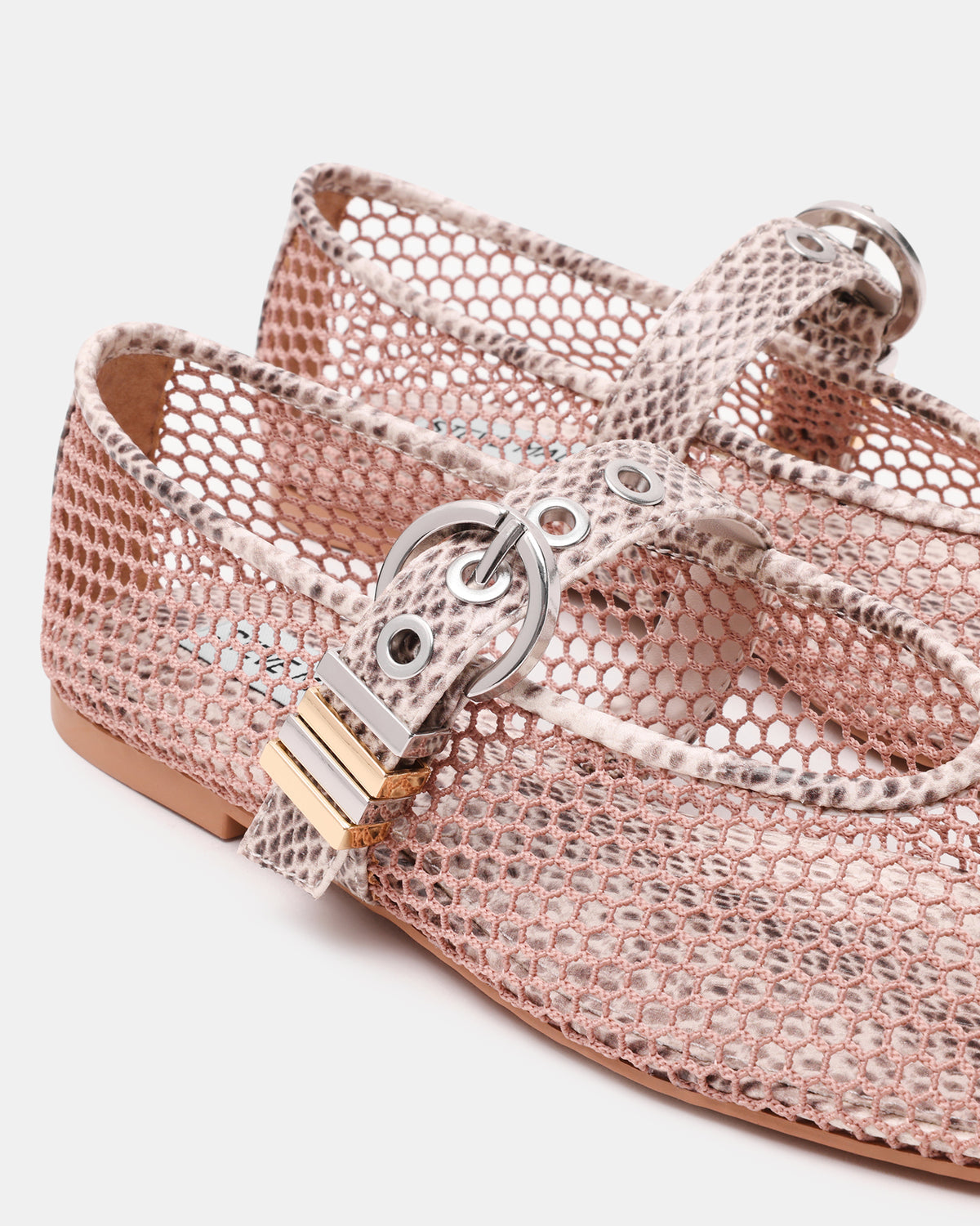 LUCIA Blush Multi Mesh Mary Jane Ballet Women's Flat | Steve Madden