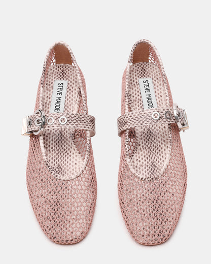 LUCIA Blush Multi Mesh Mary Jane Ballet Women's Flat | Steve Madden