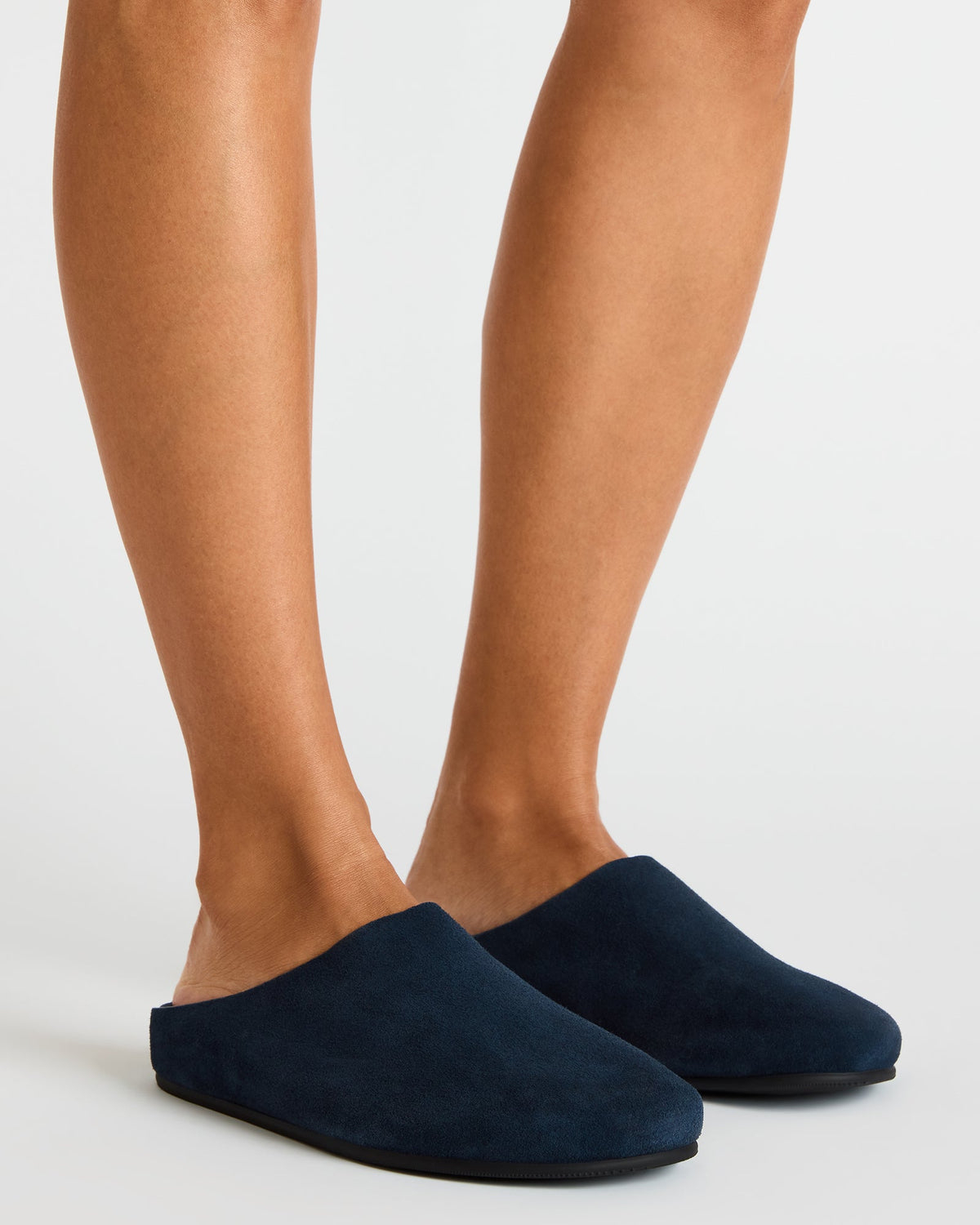 FERN Navy Suede Mule Slip-On Round-Toe Women's Flat | Steve Madden