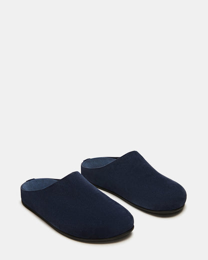 FERN Navy Suede Mule Slip-On Round-Toe Women's Flat | Steve Madden