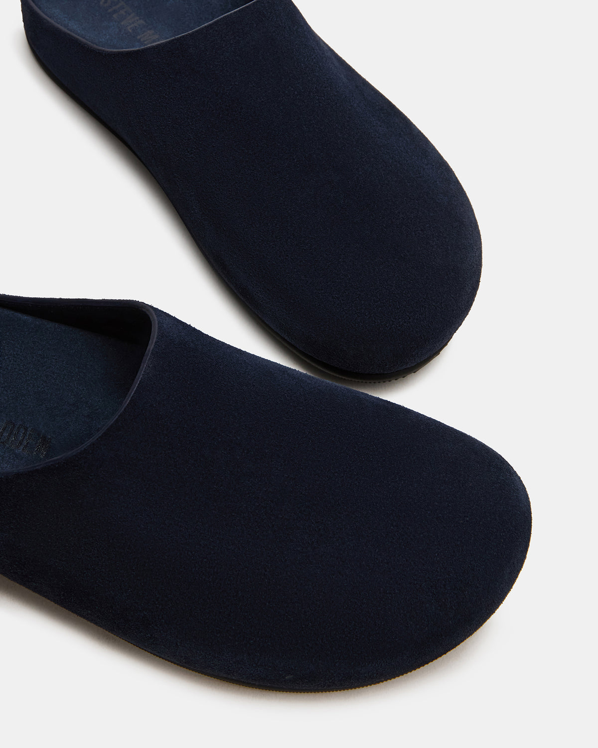 FERN Navy Suede Mule Slip-On Round-Toe Women's Flat | Steve Madden