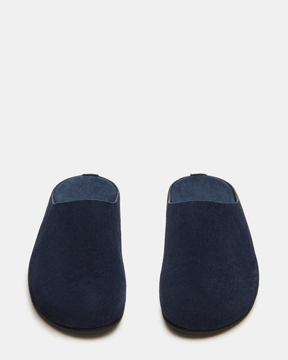FERN Navy Suede Mule Slip-On Round-Toe Women's Flat | Steve Madden