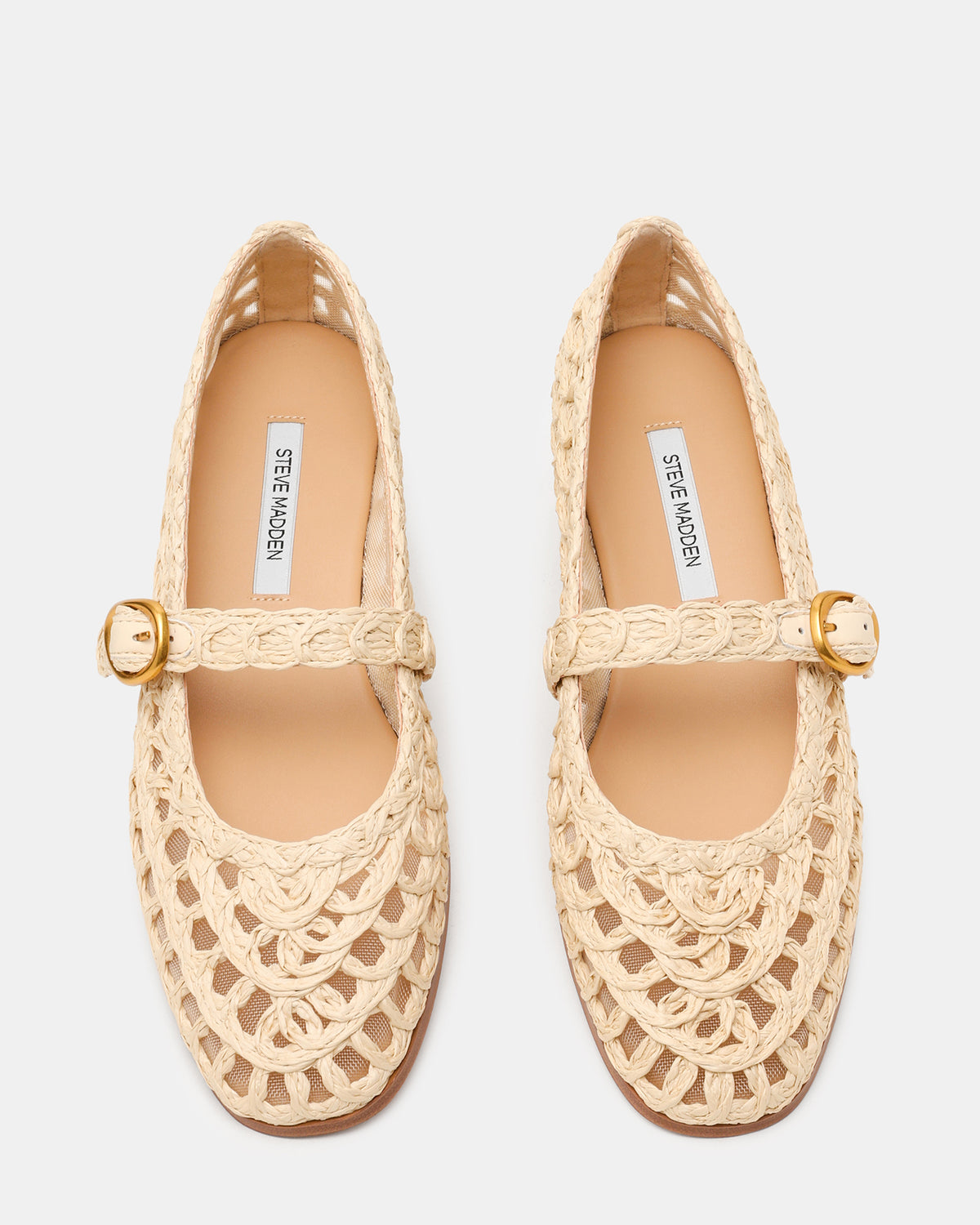MELODY Natural Raffia Mary Jane Woven Buckle Round-Toe Women's Flat | Steve Madden