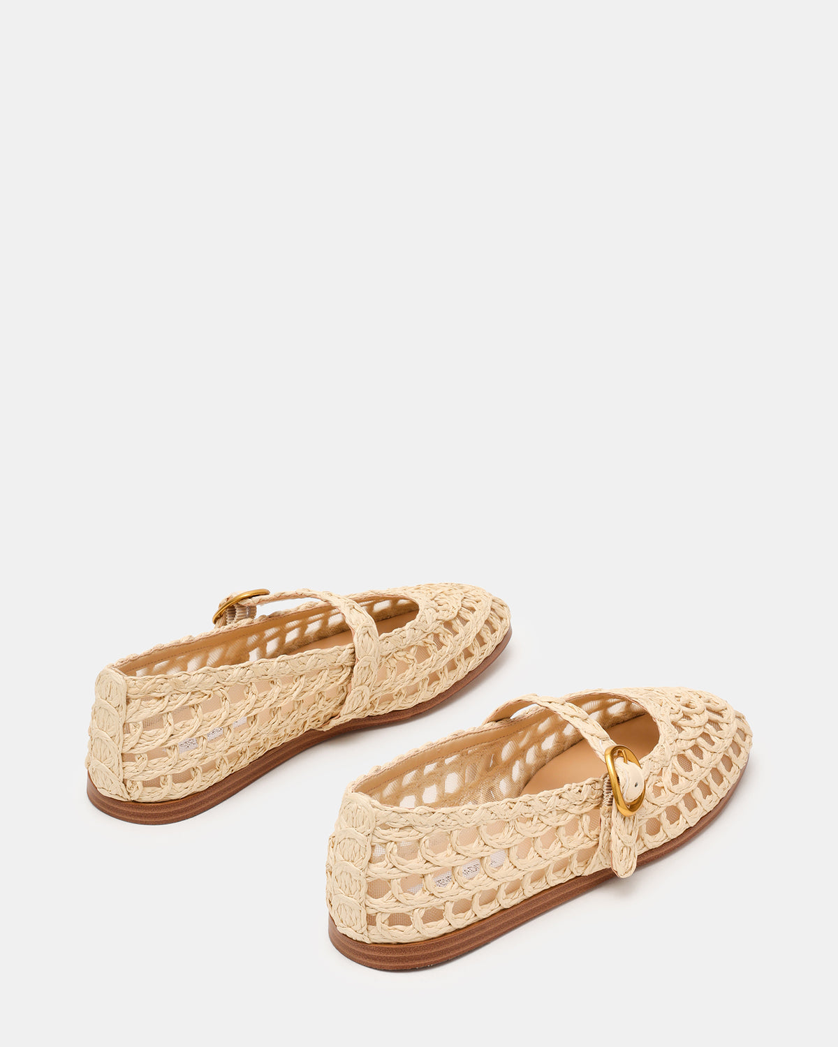 MELODY Natural Raffia Mary Jane Woven Buckle Round-Toe Women's Flat | Steve Madden