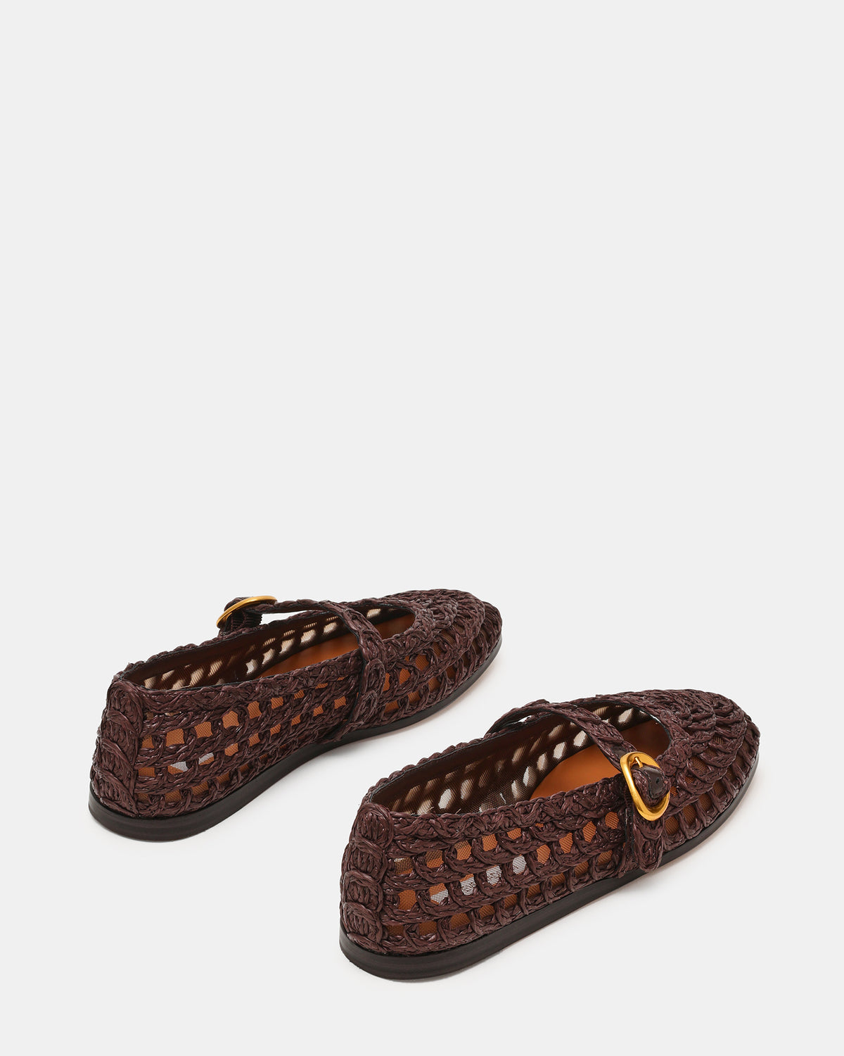 MELODY Brown Raffia Mary Jane Woven Buckle Round-Toe Women's Flat | Steve Madden