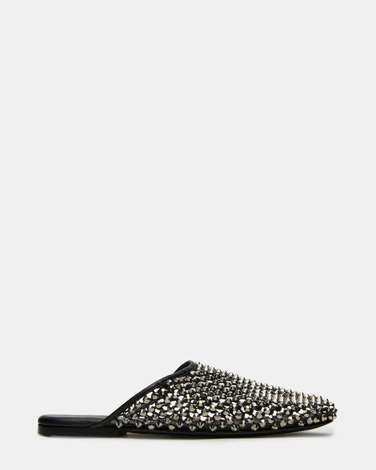 PEARSON Black Rhinestones Rounded-Toe Slip-On Women's Flat | Steve Madden