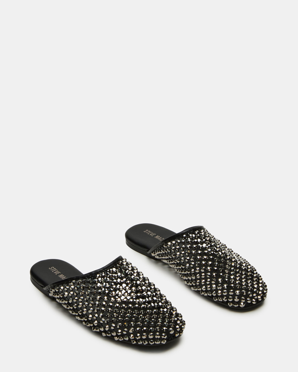 PEARSON Black Rhinestones Rounded-Toe Slip-On Women's Flat | Steve Madden