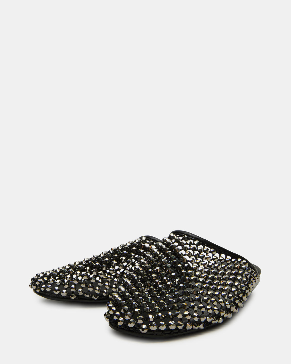 PEARSON Black Rhinestones Rounded-Toe Slip-On Women's Flat | Steve Madden
