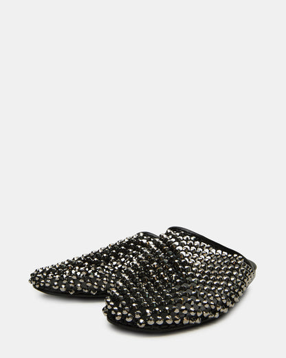 PEARSON Black Rhinestones Rounded-Toe Slip-On Women's Flat | Steve Madden