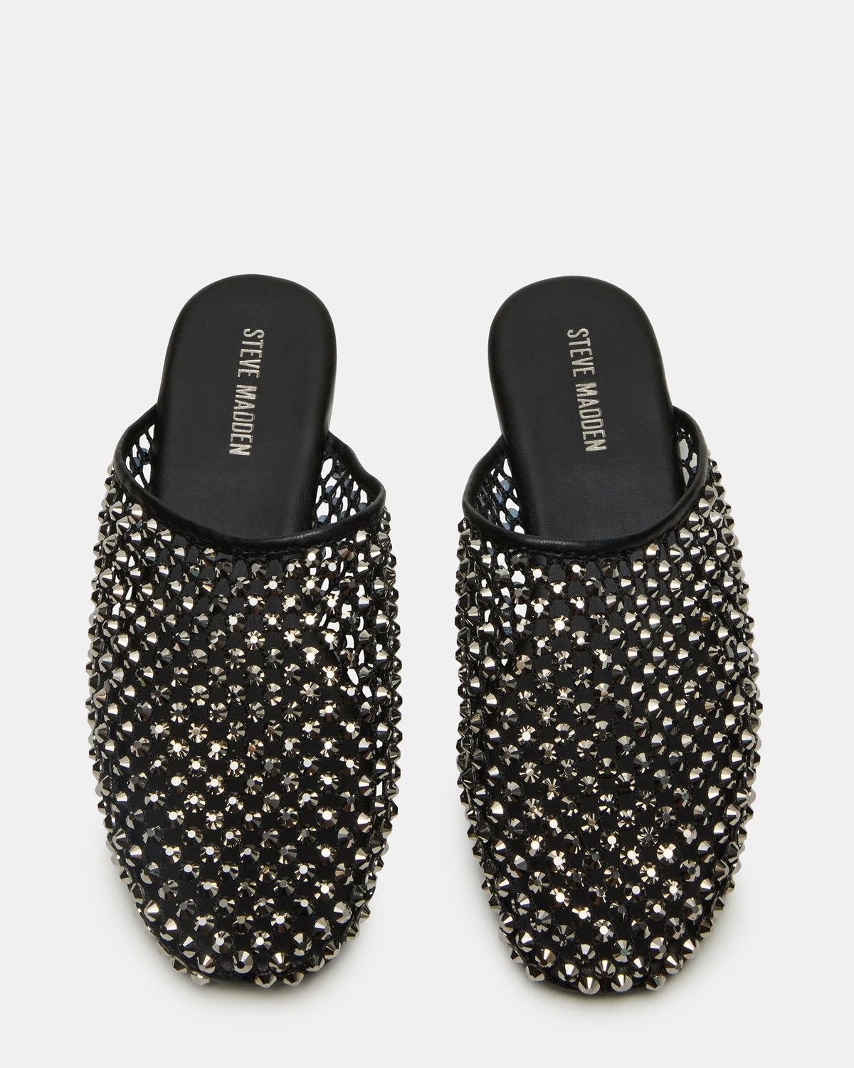 PEARSON Black Rhinestones Rounded-Toe Slip-On Women's Flat | Steve Madden