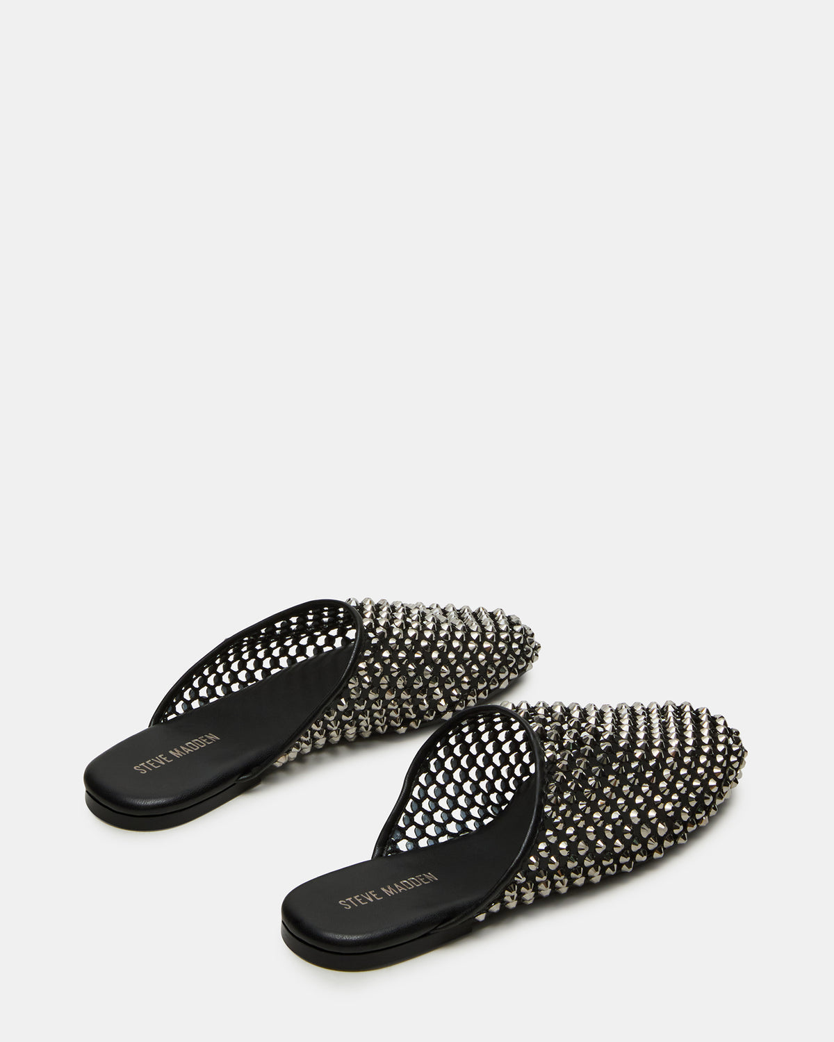 PEARSON Black Rhinestones Rounded-Toe Slip-On Women's Flat | Steve Madden
