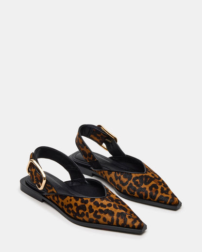 SHAY Leopard Pointed-Toe Slingback Ballet Women's Flat | Steve Madden