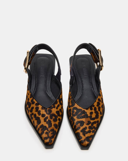 SHAY Leopard Pointed-Toe Slingback Ballet Women's Flat | Steve Madden