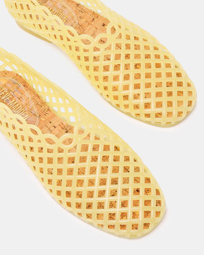 GROVE Butter Yellow Square-Toe Jelly Women's Flat | Steve Madden