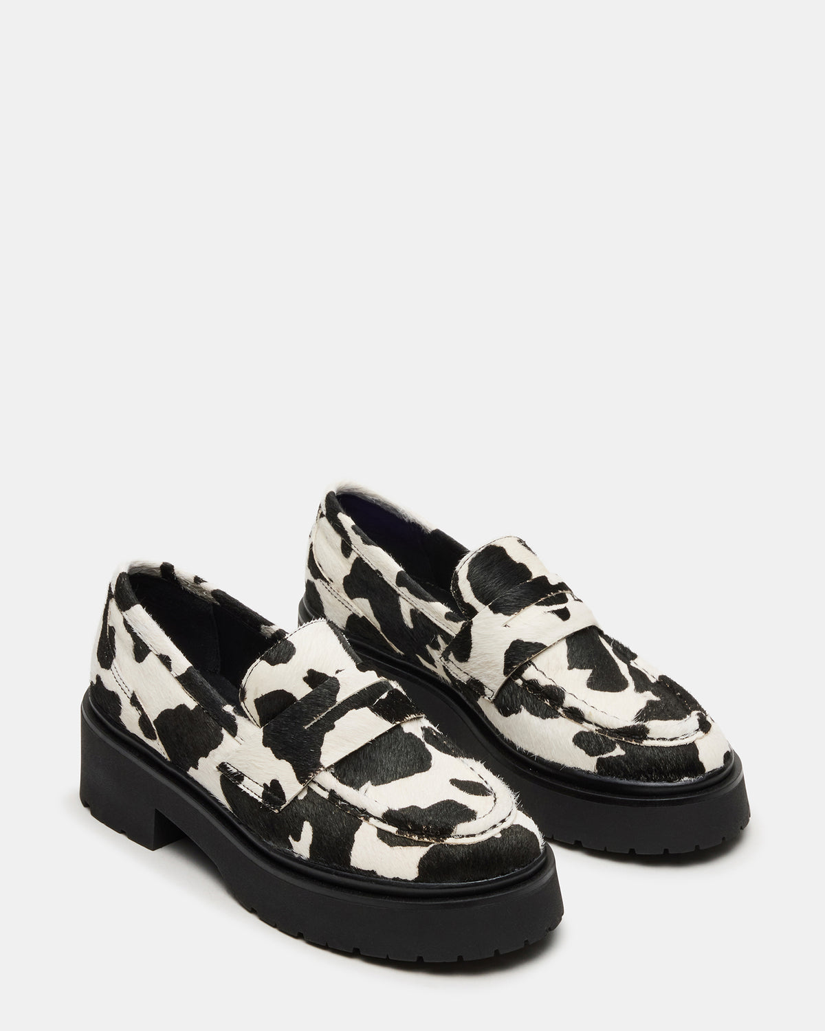 LAYKEN-H Black/White Platform Lug Women's Loafer | Steve Madden