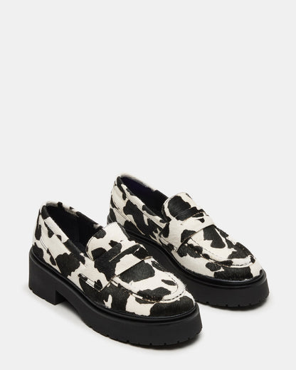 LAYKEN-H Black/White Platform Lug Women's Loafer | Steve Madden