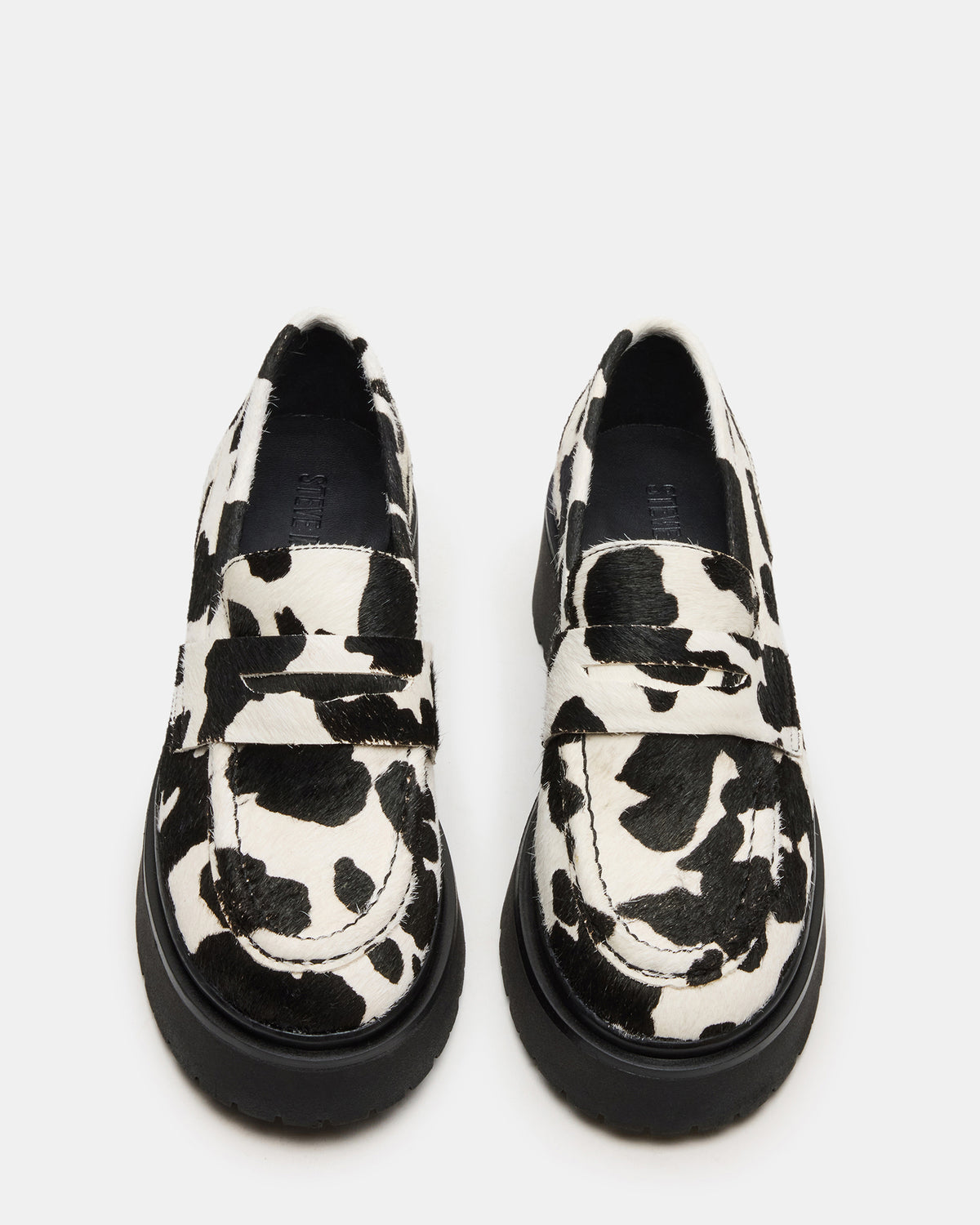 LAYKEN-H Black/White Platform Lug Women's Loafer | Steve Madden
