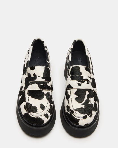 LAYKEN-H Black/White Platform Lug Women's Loafer | Steve Madden