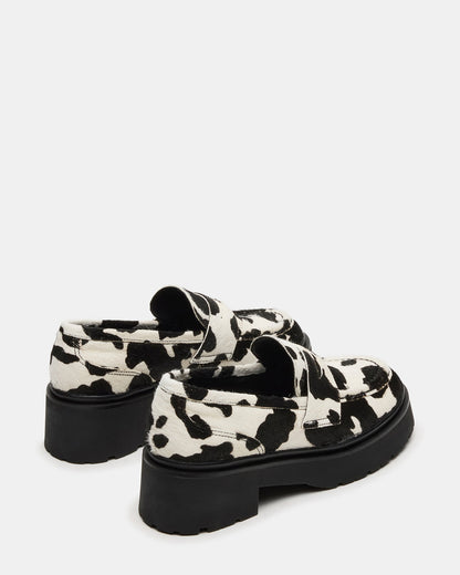 LAYKEN-H Black/White Platform Lug Women's Loafer | Steve Madden