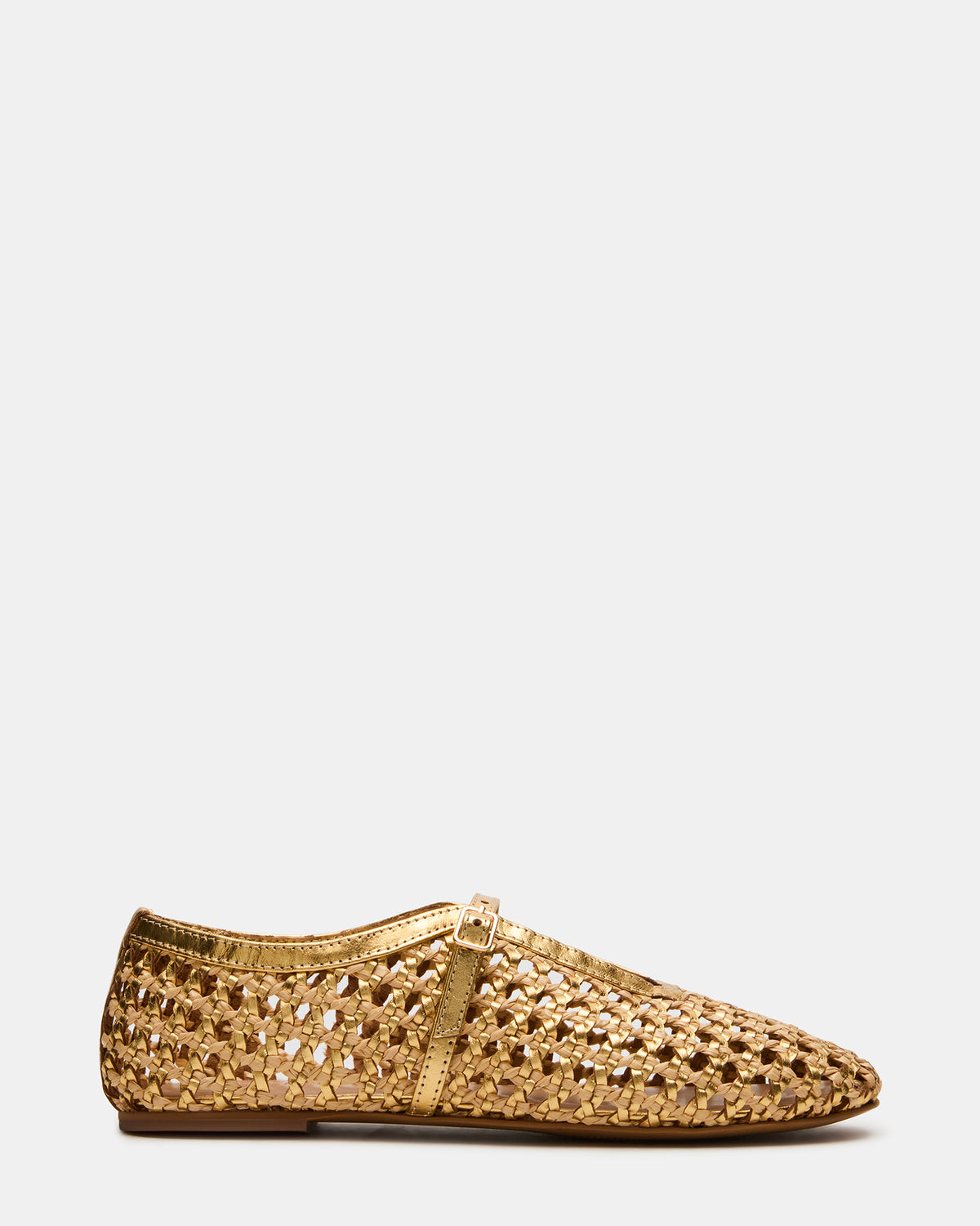 BELLISSIMA Gold Multi Mary Jane Woven Buckle Women's Flats | Steve Madden