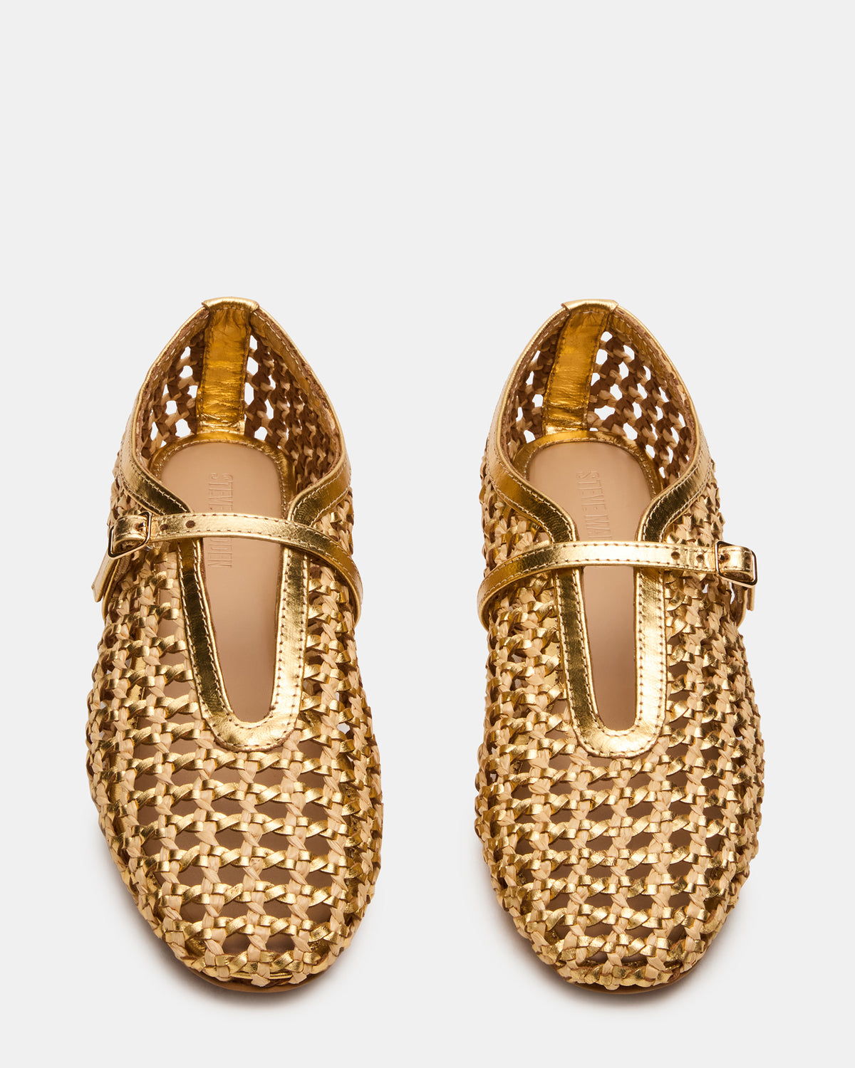 BELLISSIMA Gold Multi Mary Jane Woven Buckle Women's Flats | Steve Madden