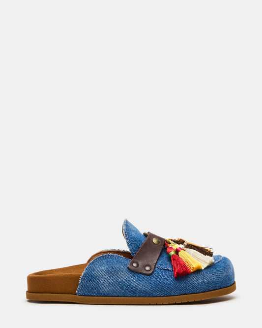 BERNIE Denim Mule Slip-On Footbed Round-Toe Women's Flat | Steve Madden