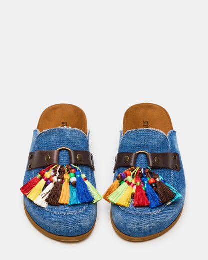 BERNIE Denim Mule Slip-On Footbed Round-Toe Women's Flat | Steve Madden