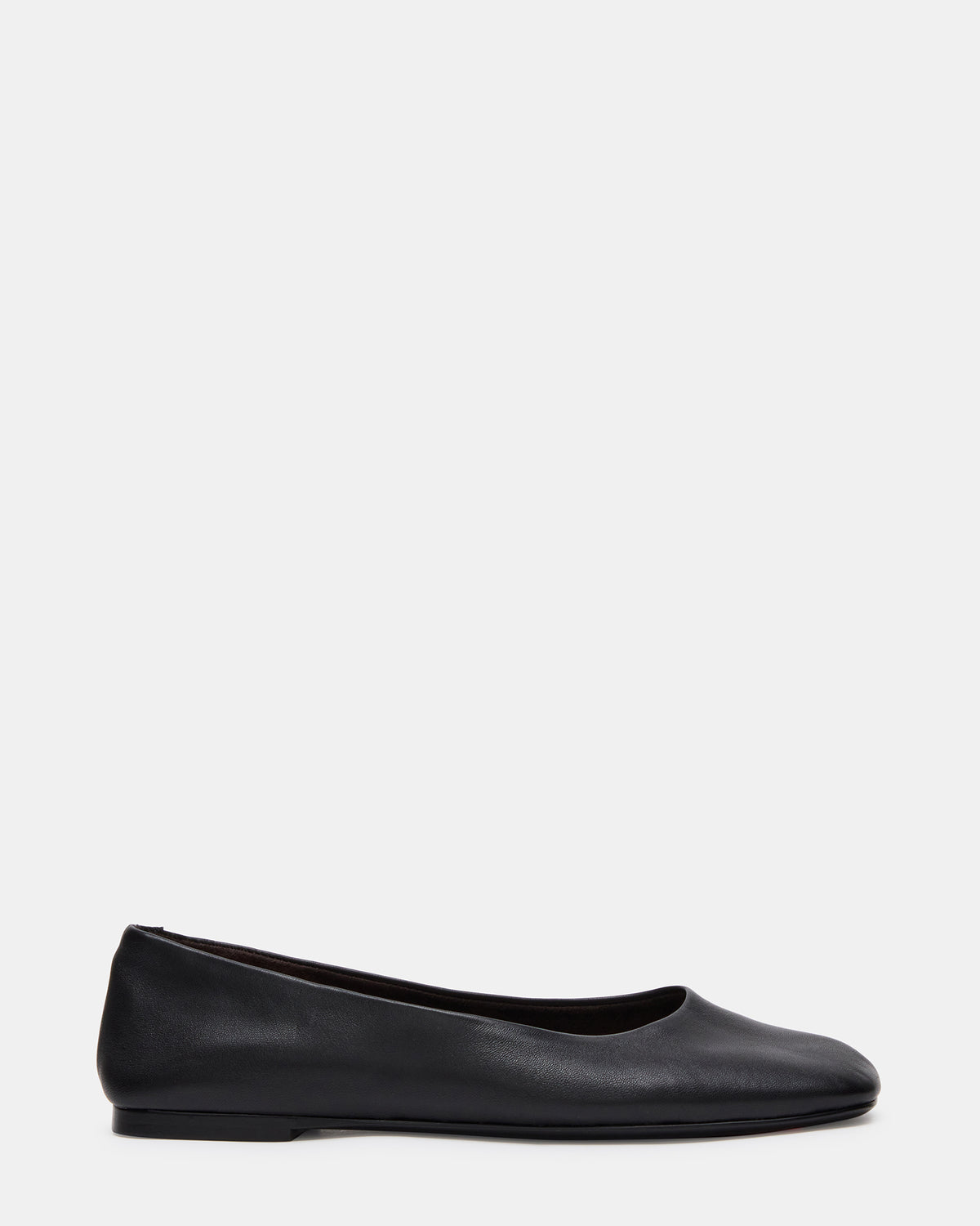 NURTURE Black Leather Square-Toe Ballet Women's Flat | Steve Madden