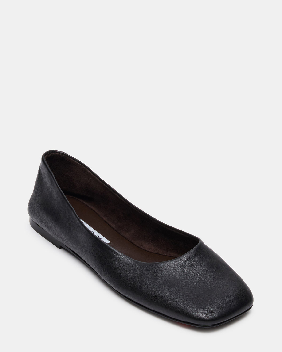 NURTURE Black Leather Square-Toe Ballet Women's Flat | Steve Madden